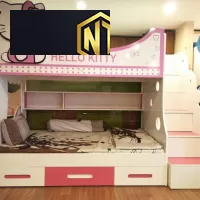 GIƯỜNG TẦNG TRẺ EM NGỌC THỊNH HELLO KITTY DỄ THƯƠNG CHO BÉ GÁI